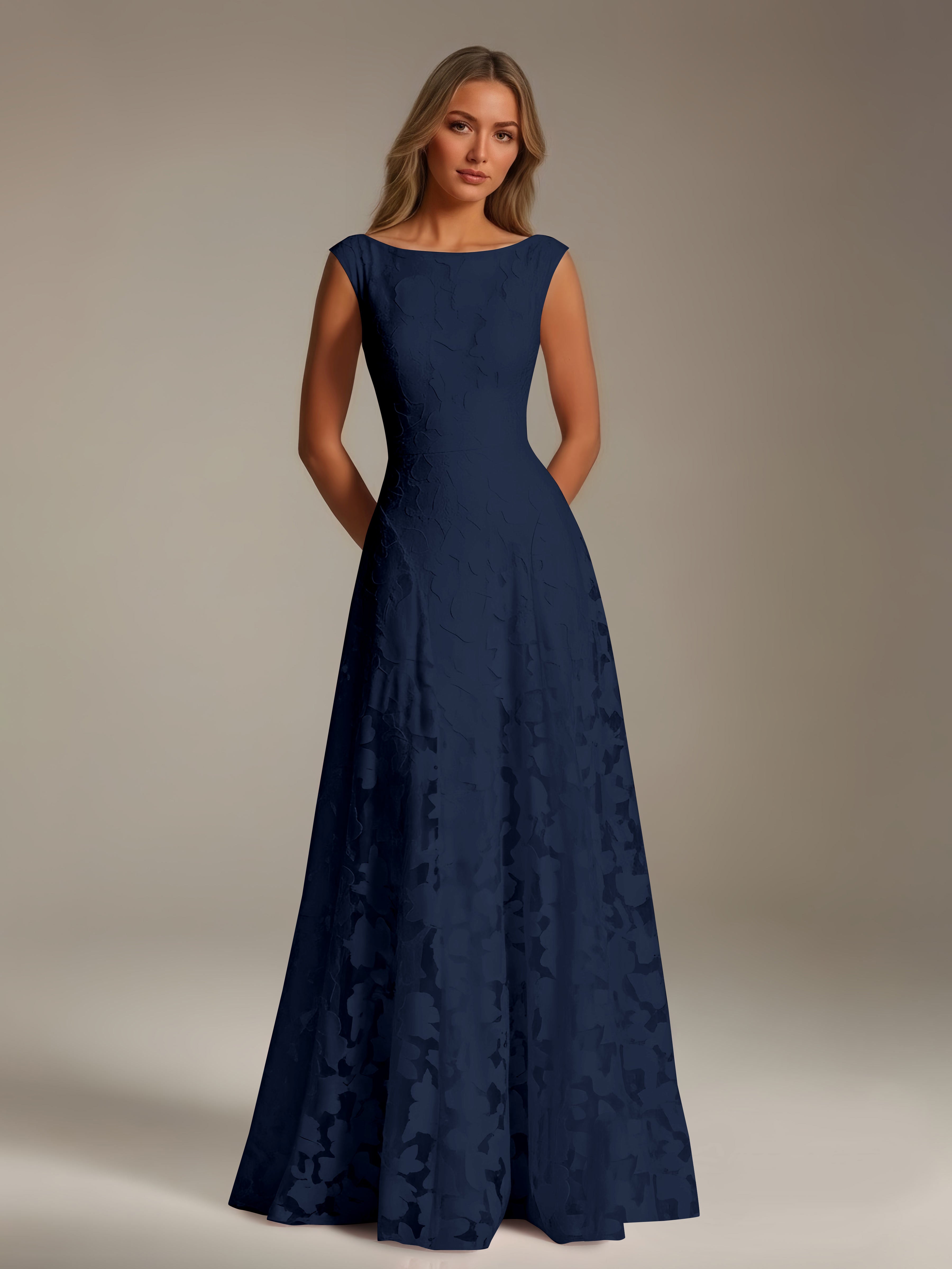 Women’s Floral Lace A-Line Maxi Dress | Scoop Neck Lace-Up Evening