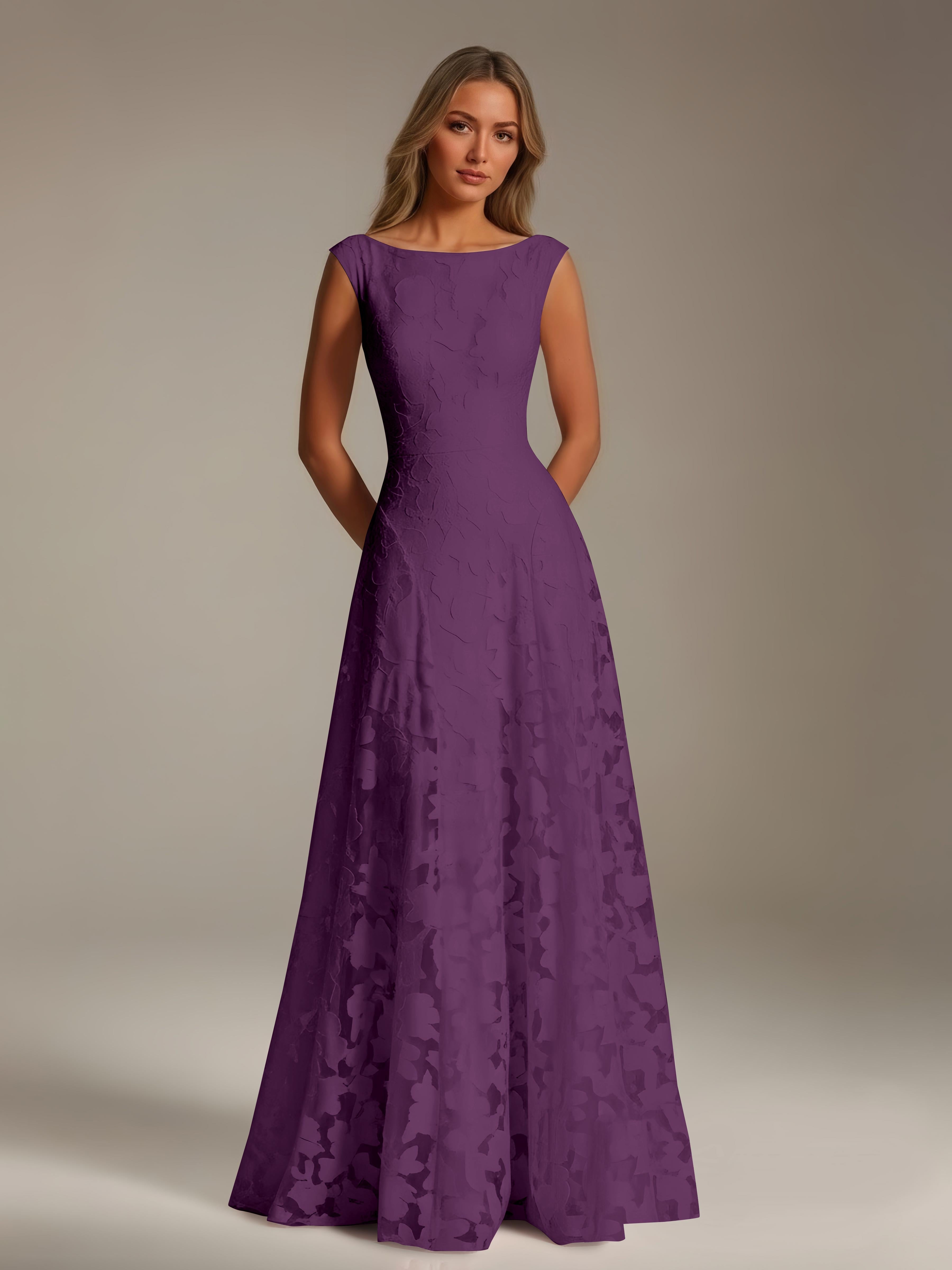 Women’s Floral Lace A-Line Maxi Dress | Scoop Neck Lace-Up Evening