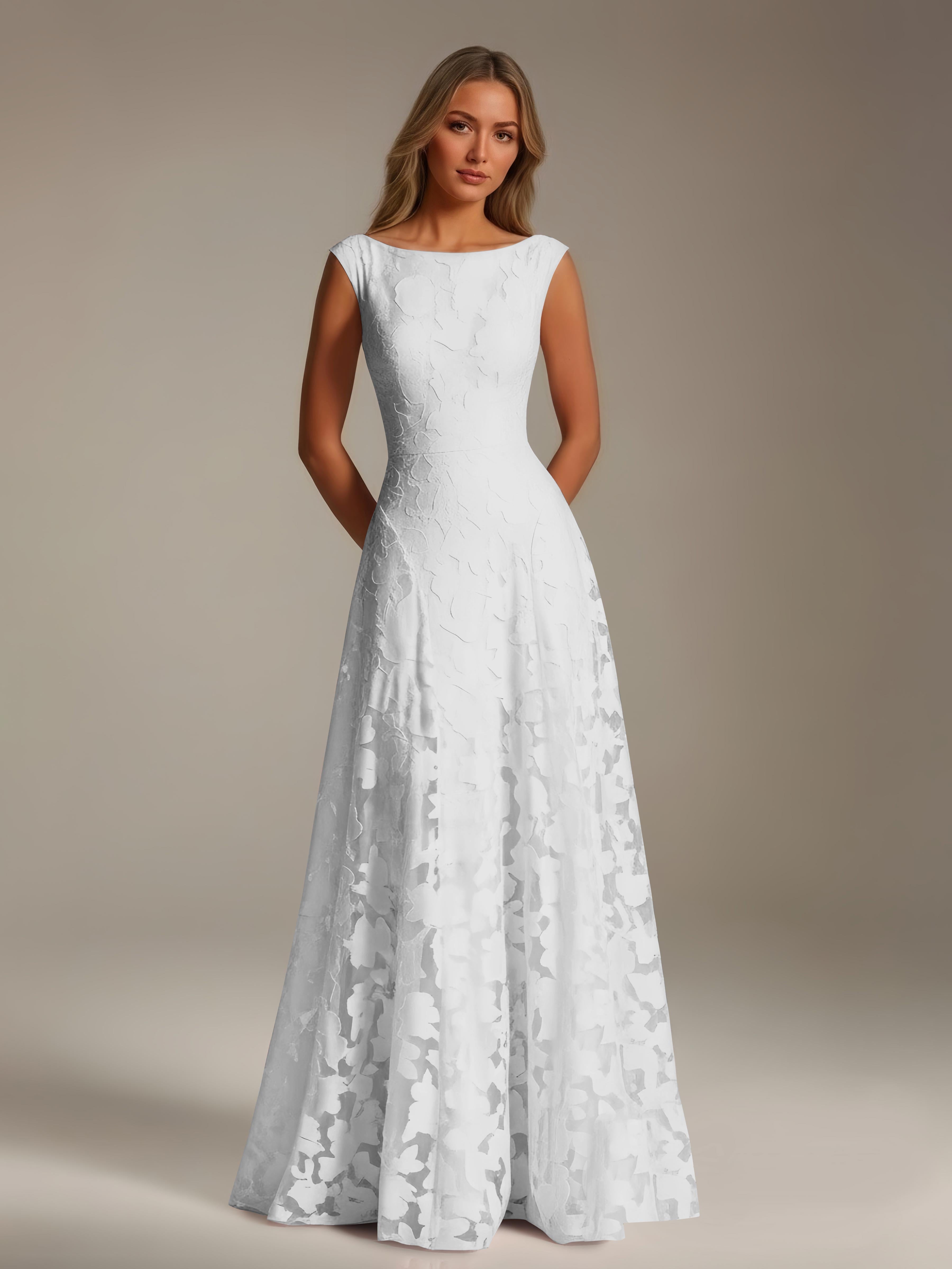 Women’s Floral Lace A-Line Maxi Dress | Scoop Neck Lace-Up Evening