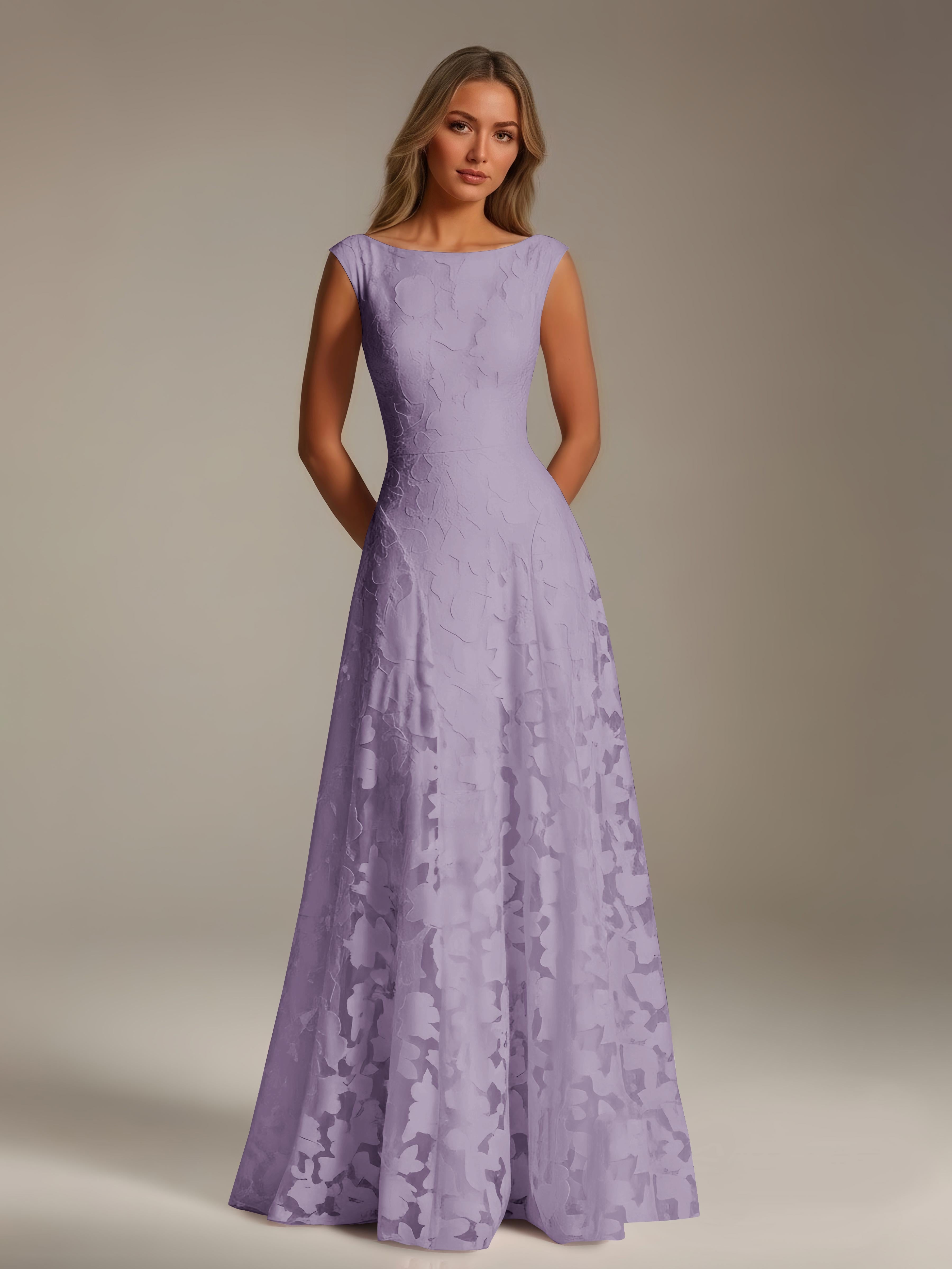 Women’s Floral Lace A-Line Maxi Dress | Scoop Neck Lace-Up Evening