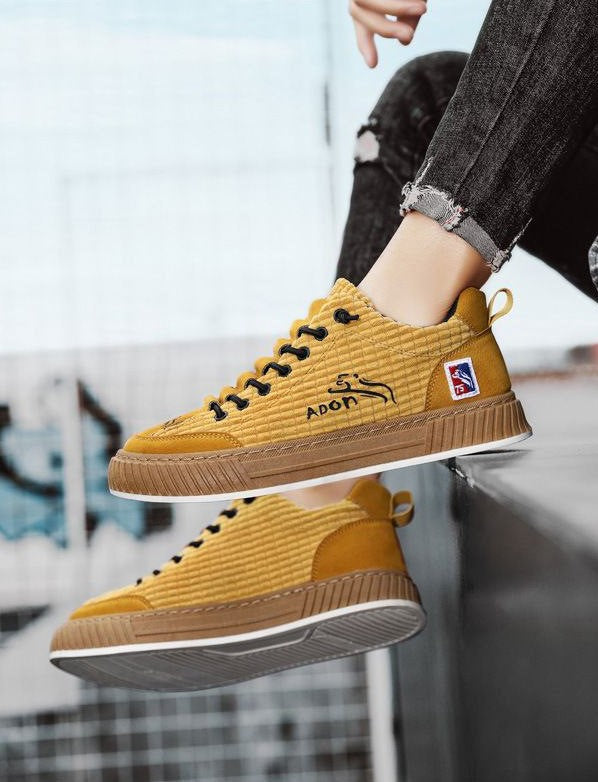 Men's Canvas Trainers Quilted Low-Top Gum Sole