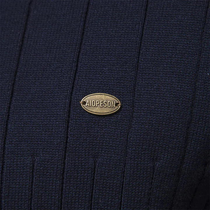 Men's Quarter-Zip Sweater Ribbed Knit Stand Collar