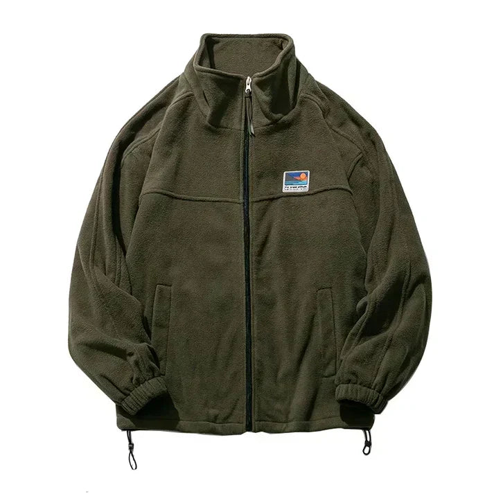 Men's Fleece Jacket Stand Collar Full-Zip - Green