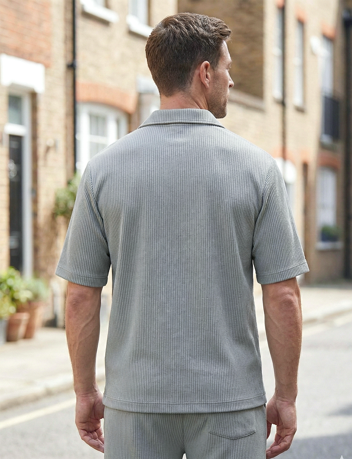 Men’s Ribbed Lounge Set | Oliver – Stone Grey
