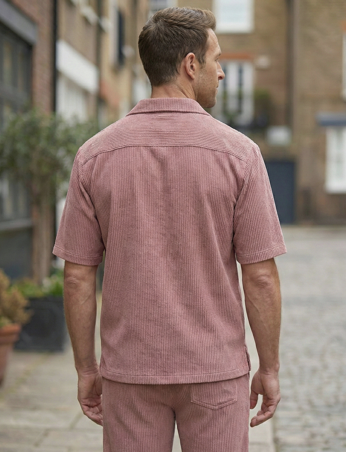 Men’s Ribbed Lounge Set | Leo – Salmon Pink