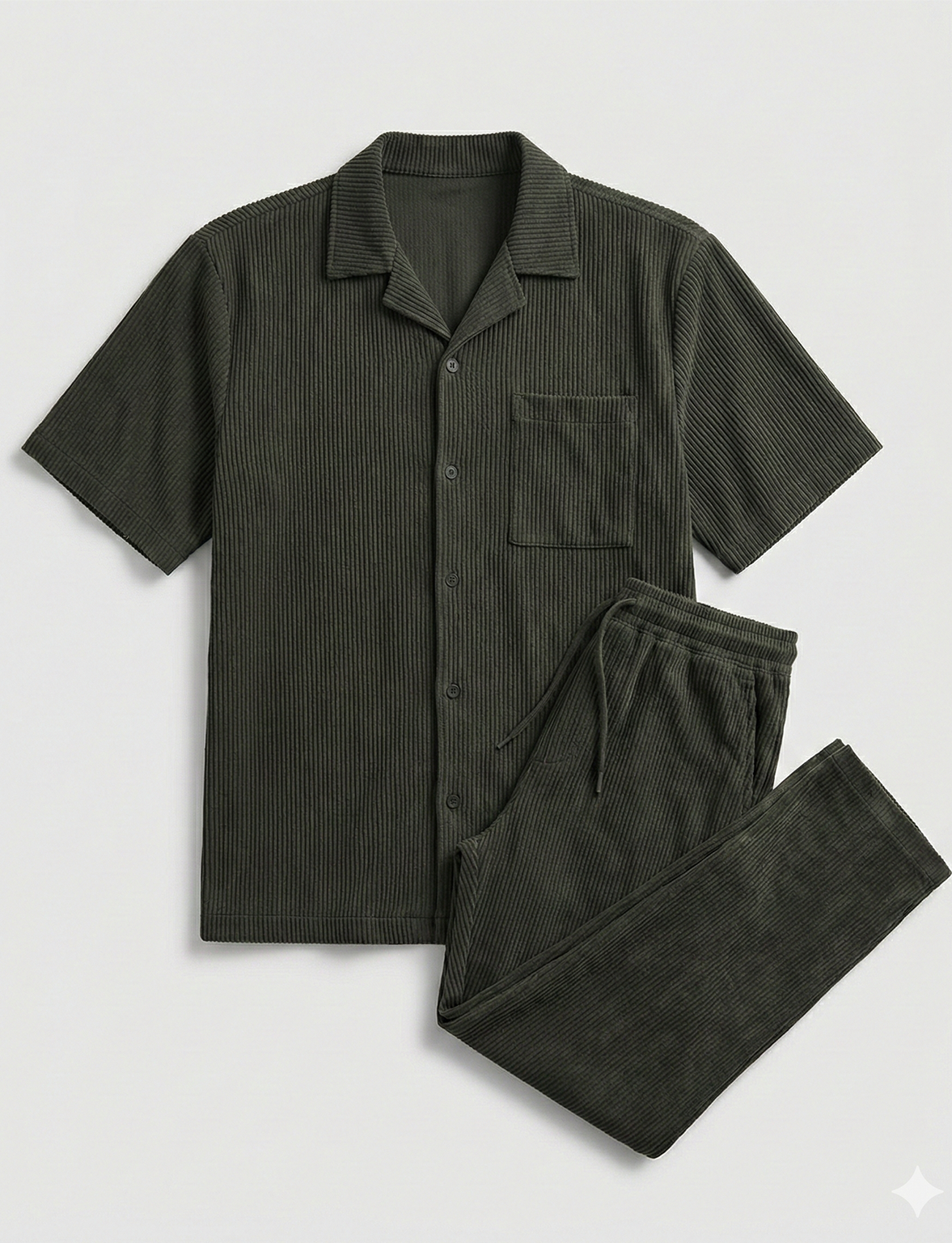 Men’s Ribbed Lounge Set | Edward – Charcoal Black