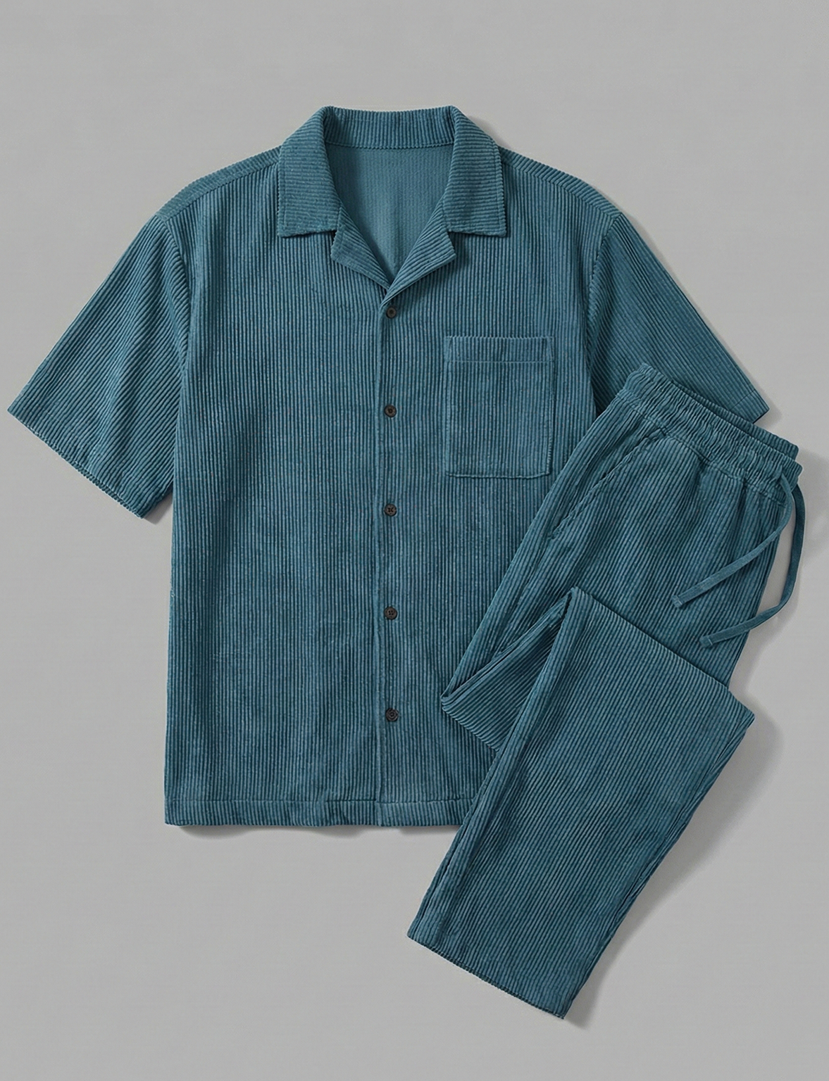 Men’s Ribbed Lounge Set | Sebastian – Aquamarine Blue