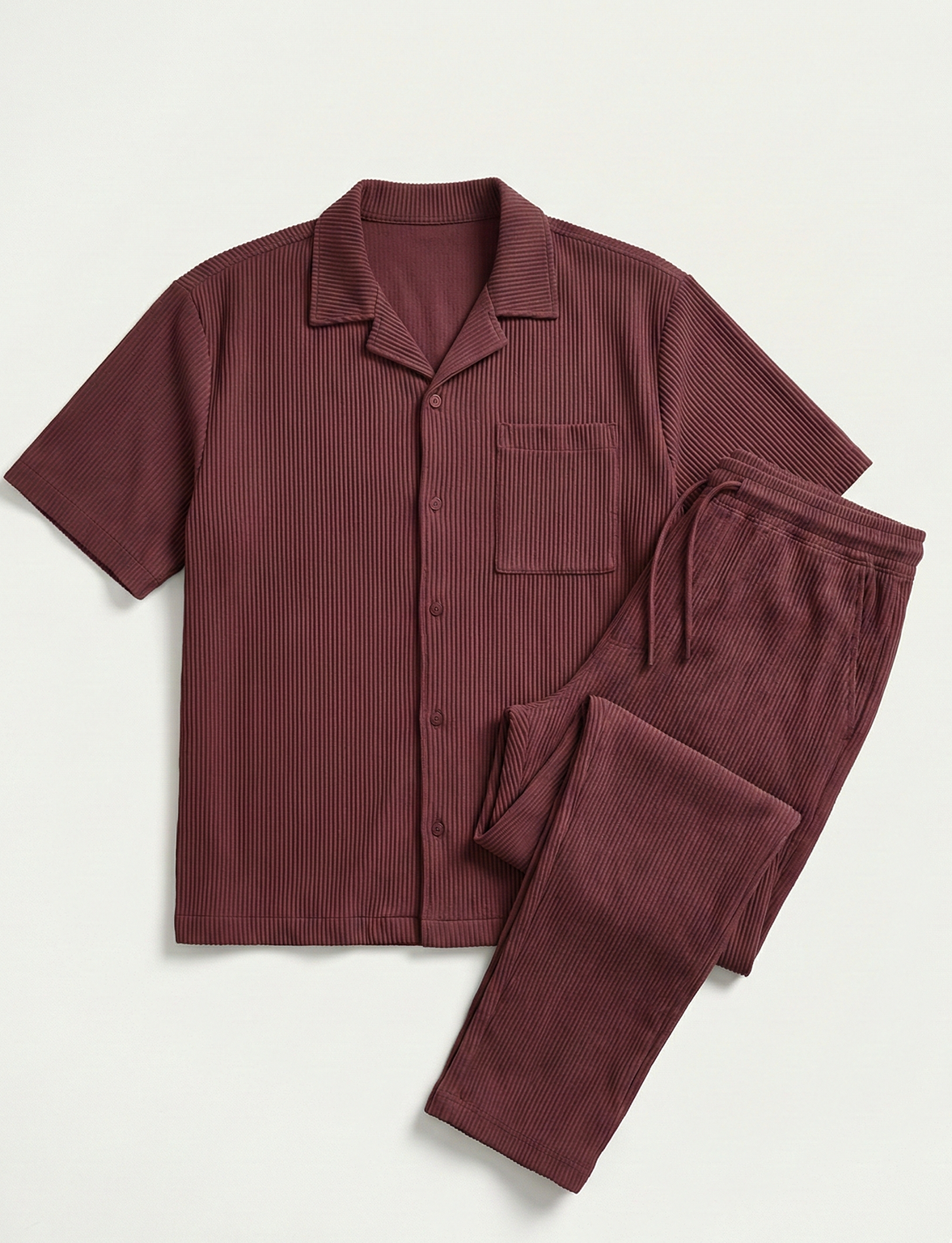 Men’s Ribbed Lounge Set | Arthur – Brick Red