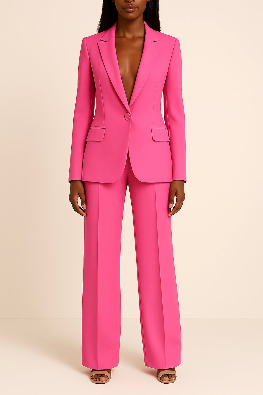 Women's tailored blazer and full-length wide-leg trousers set