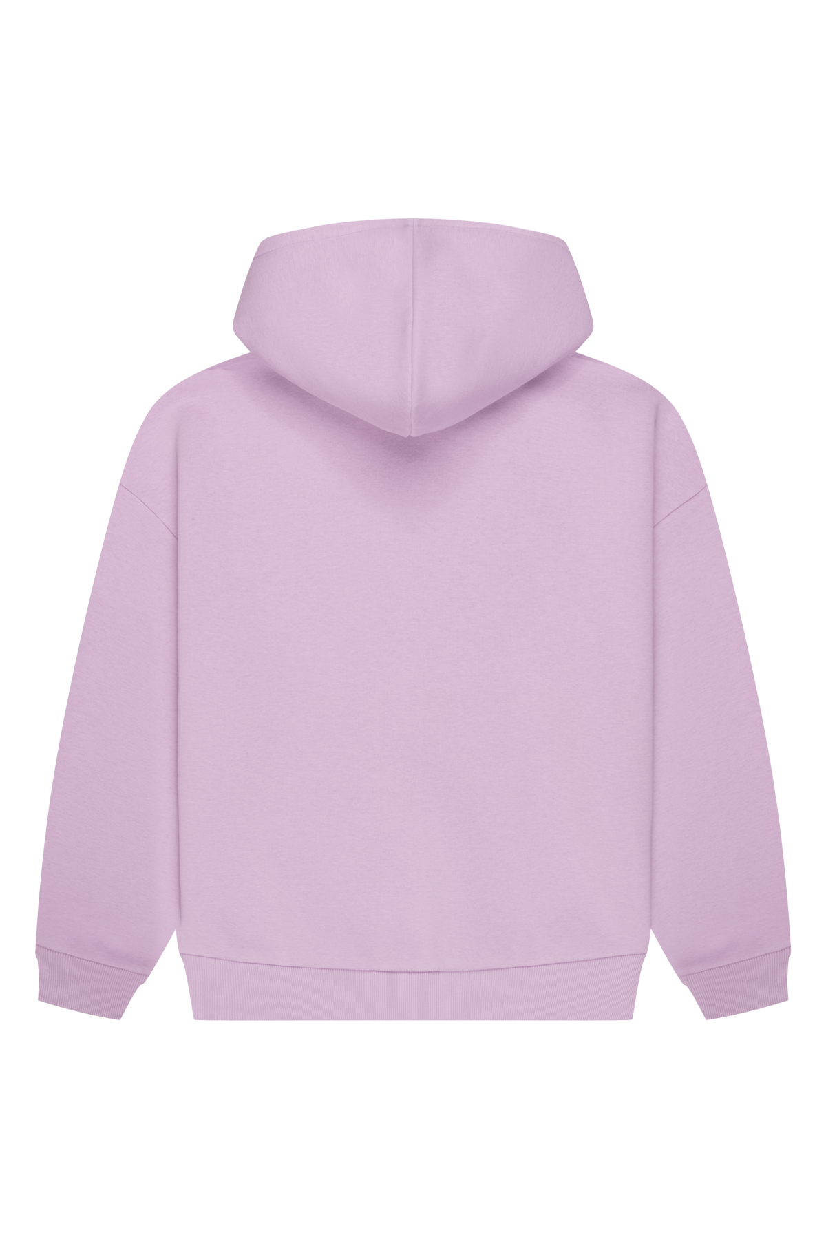 Women's lavender hooded sweatshirt with white butterfly logo and ribbed trims