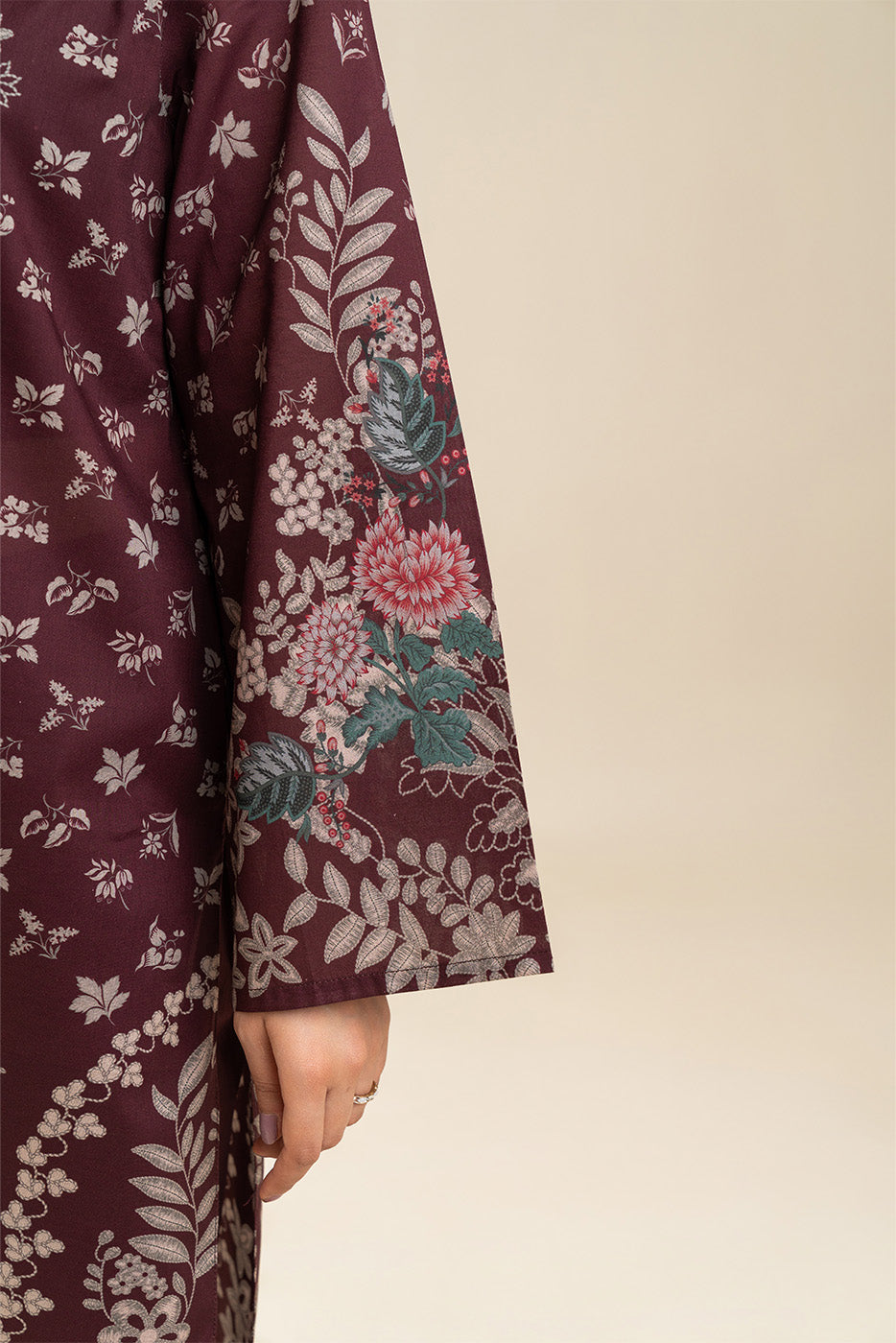 Women's multicoloured floral printed three-piece suit set with long sleeves and wide-leg trousers