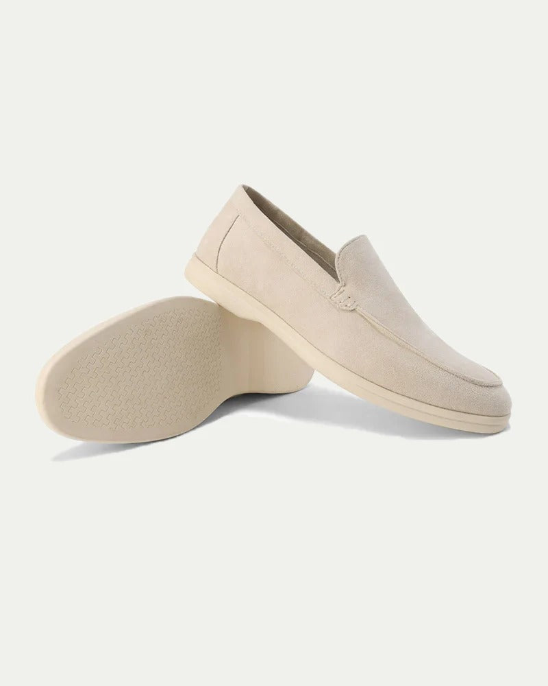 Men's slip-on loafers with moc toe stitching and low sole