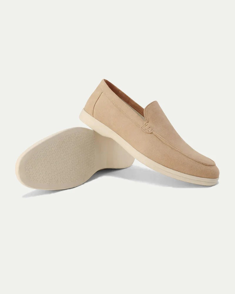 Men's slip-on loafers with moc toe stitching and low sole