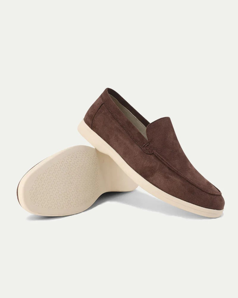 Men's slip-on loafers with moc toe stitching and low sole