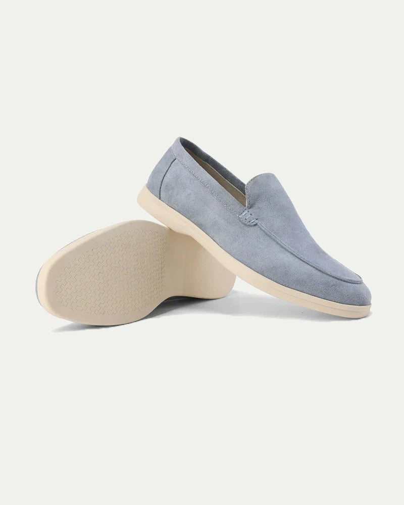 Men's slip-on loafers with moc toe stitching and low sole