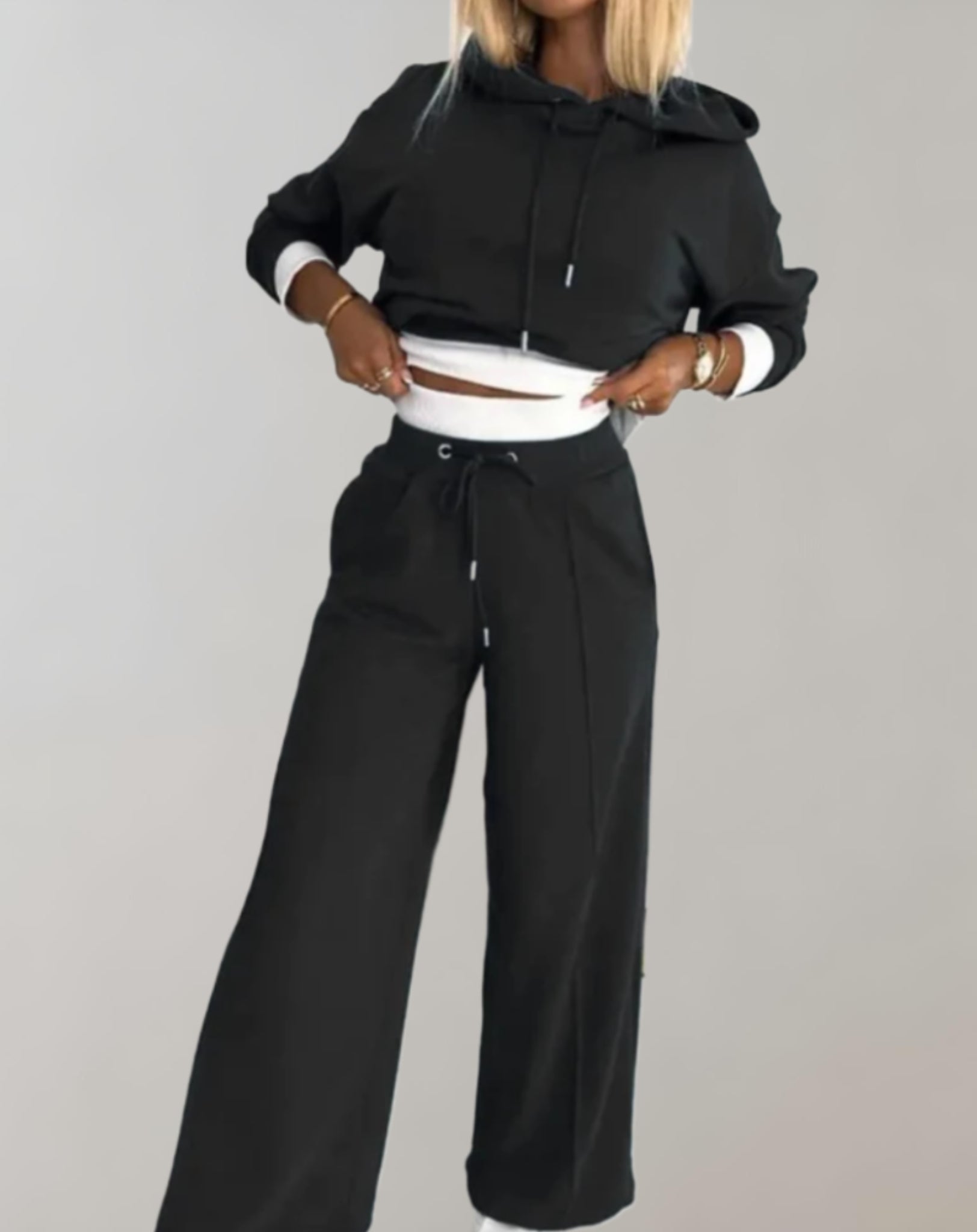 Women's Hoodie Lounge Set Wide Leg Trousers Relaxed Street Fit