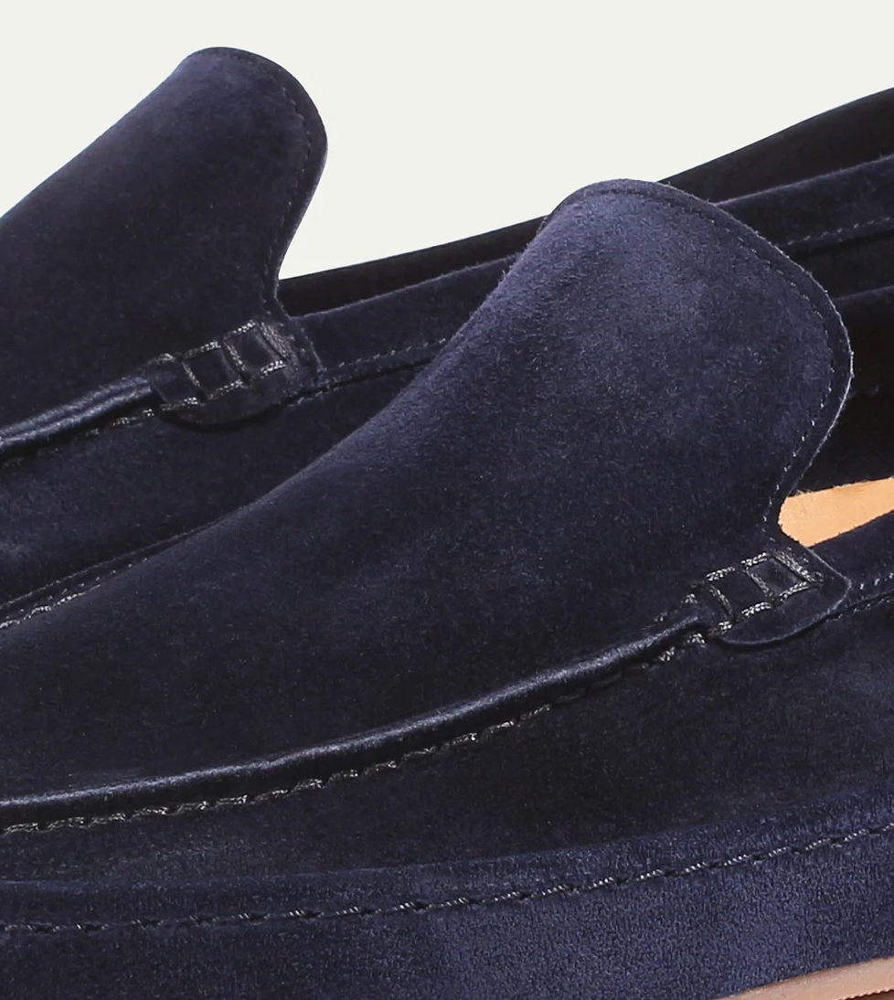 Men's Suede Loafer Slip-On Flat Sole - Beige