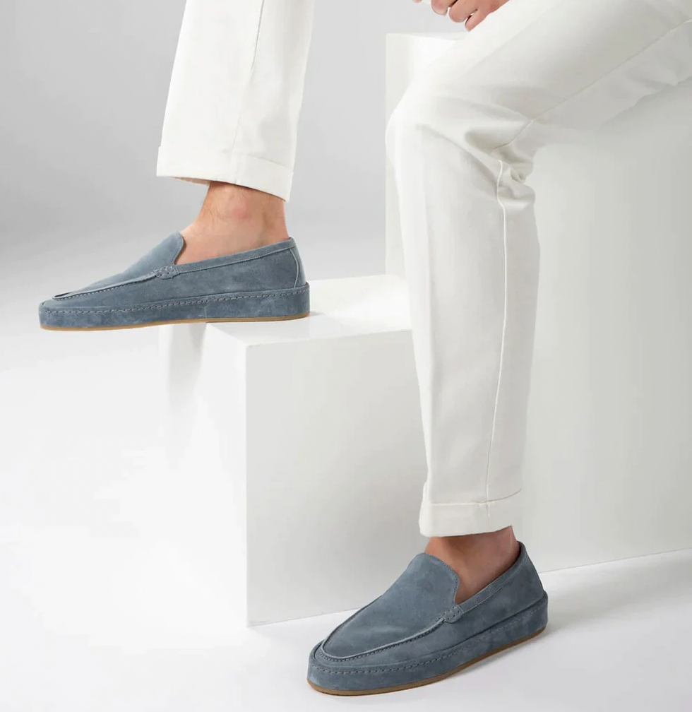 Men's Suede Loafer Slip-On Flat Sole
