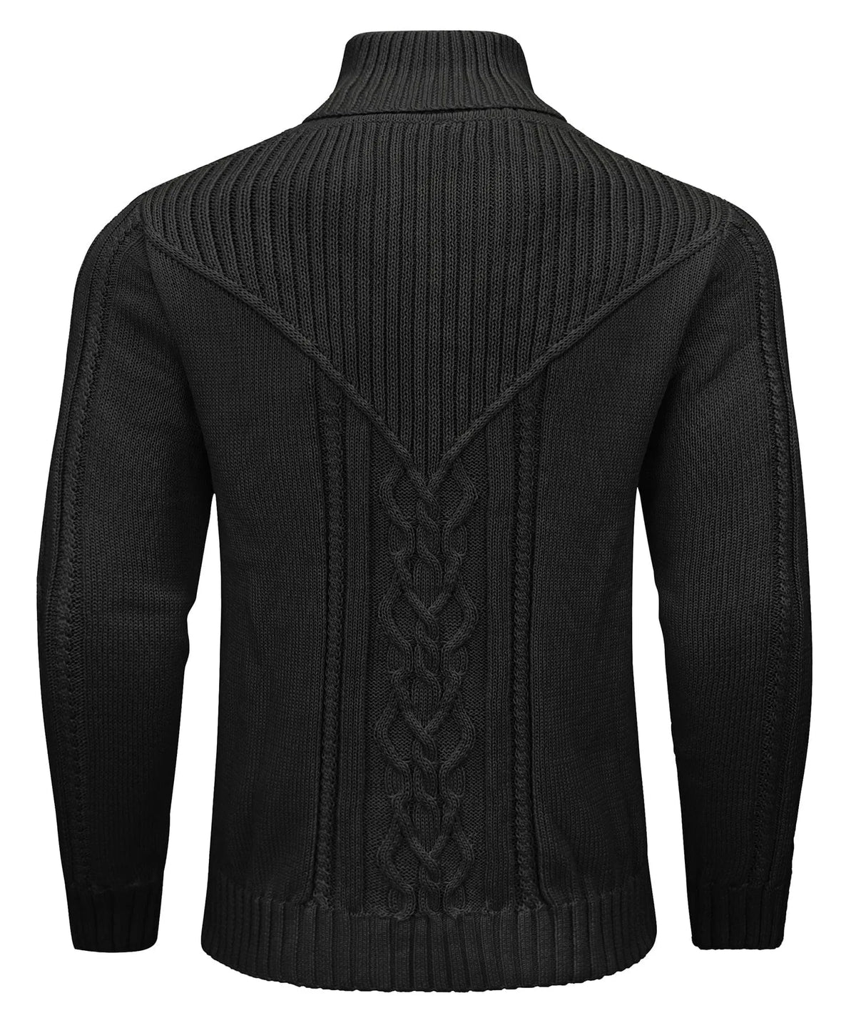 Men's textured turtleneck jumper with button collar and long sleeves