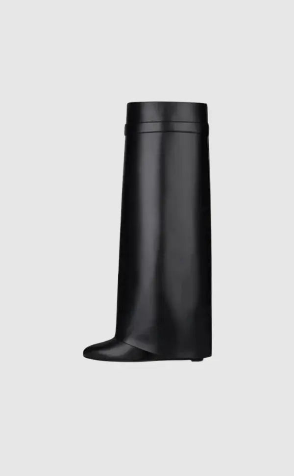 Women's Boots Vegan Leather Wedge Padlock - Black