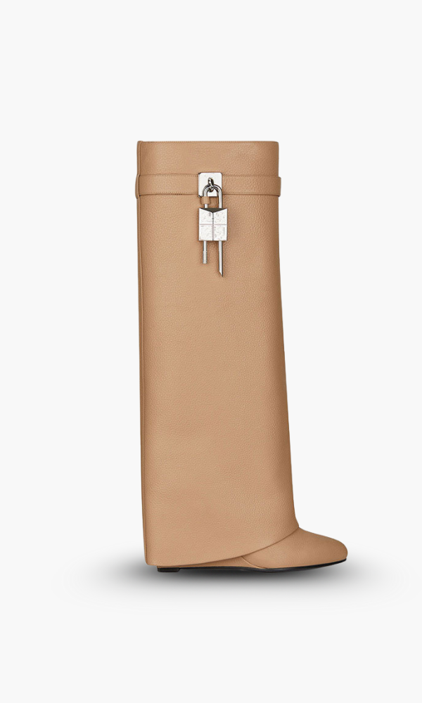 Women's Boots Vegan Leather Wedge Padlock - Orange