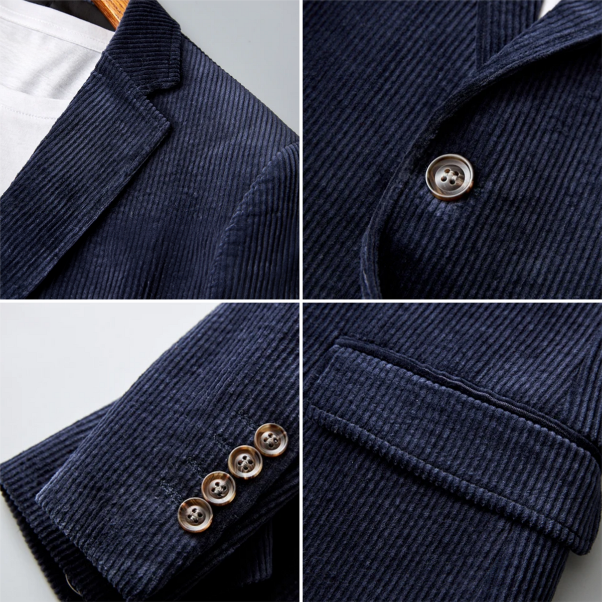 Men's corduroy blazer with notched lapels and button fastening