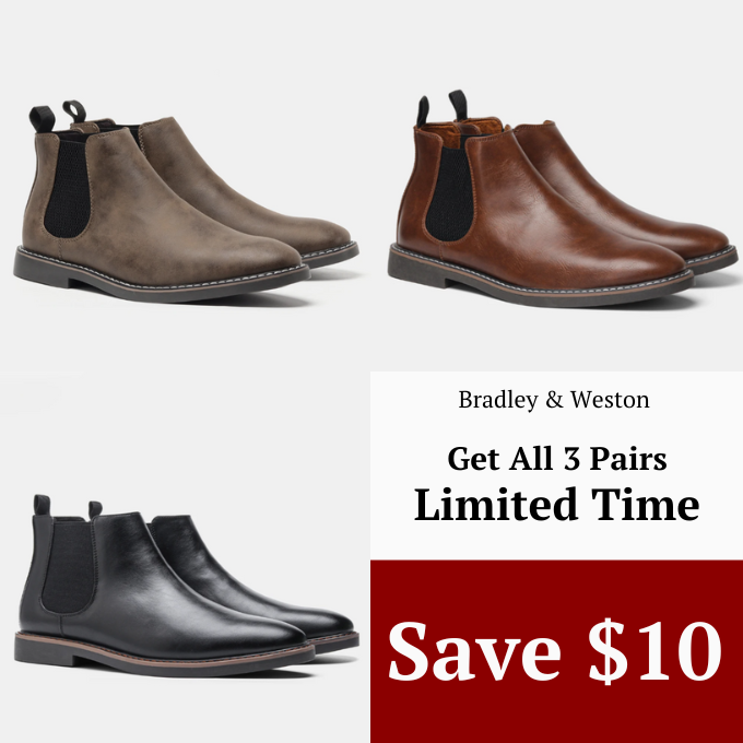 Chelsea ankle boots with elastic side panels, pull tabs and flat soles