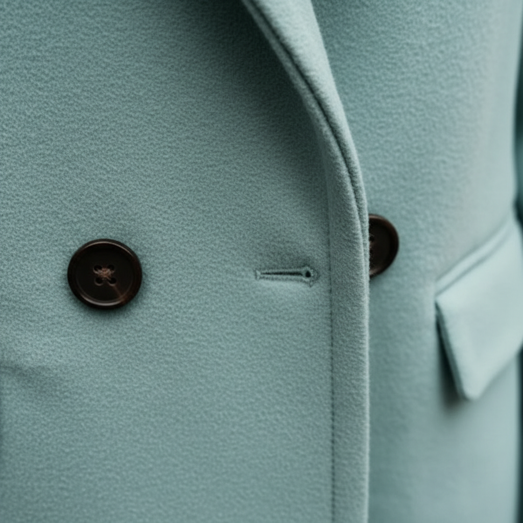 Women's longline double-breasted coat with lapels and flap pockets