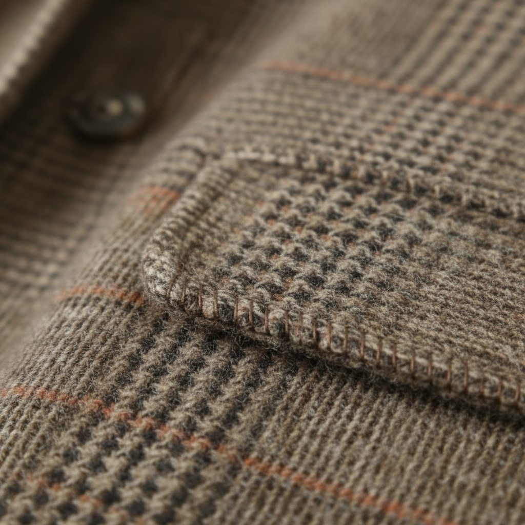 Women's checked trench coat with notch lapels and flap-covered patch pockets