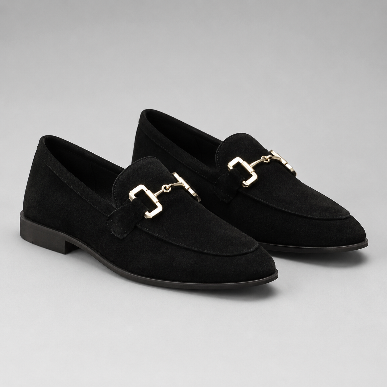 Men's Loafers Suede Horsebit Slip-On - Black