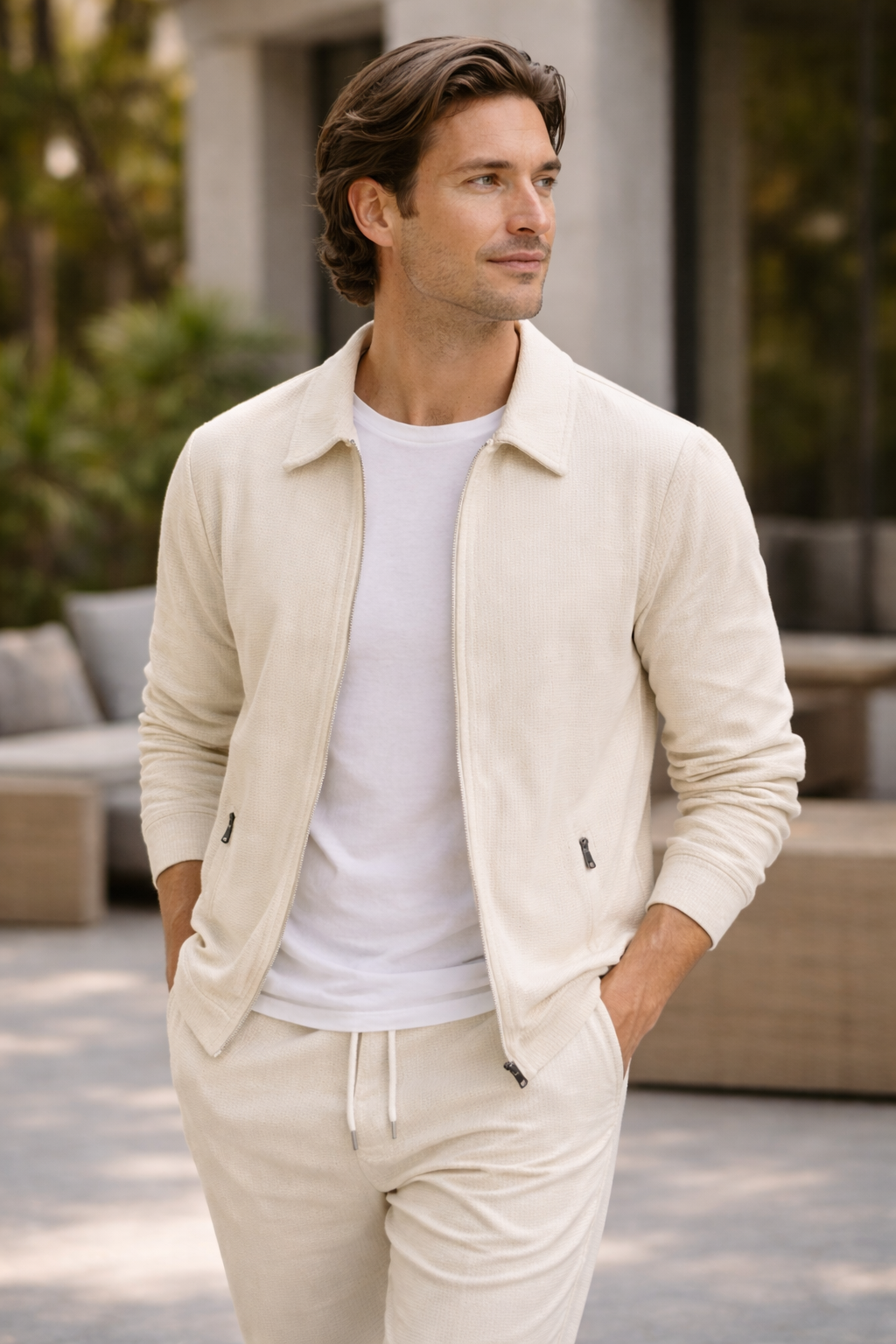 Men’s Textured Lounge Set | Slim Fit Casual Co-Ord