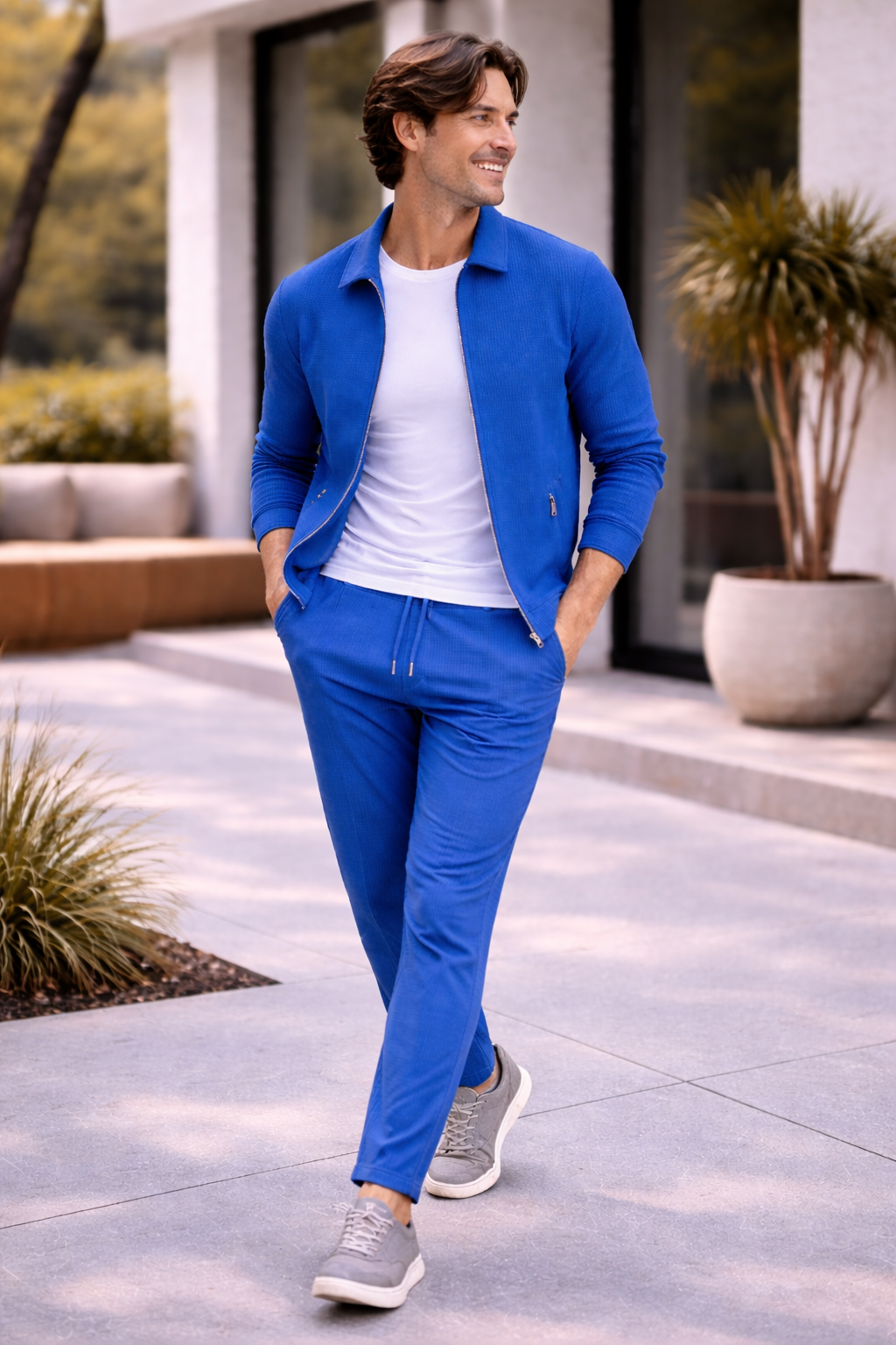 Men’s Textured Lounge Set | Slim Fit Casual Co-Ord