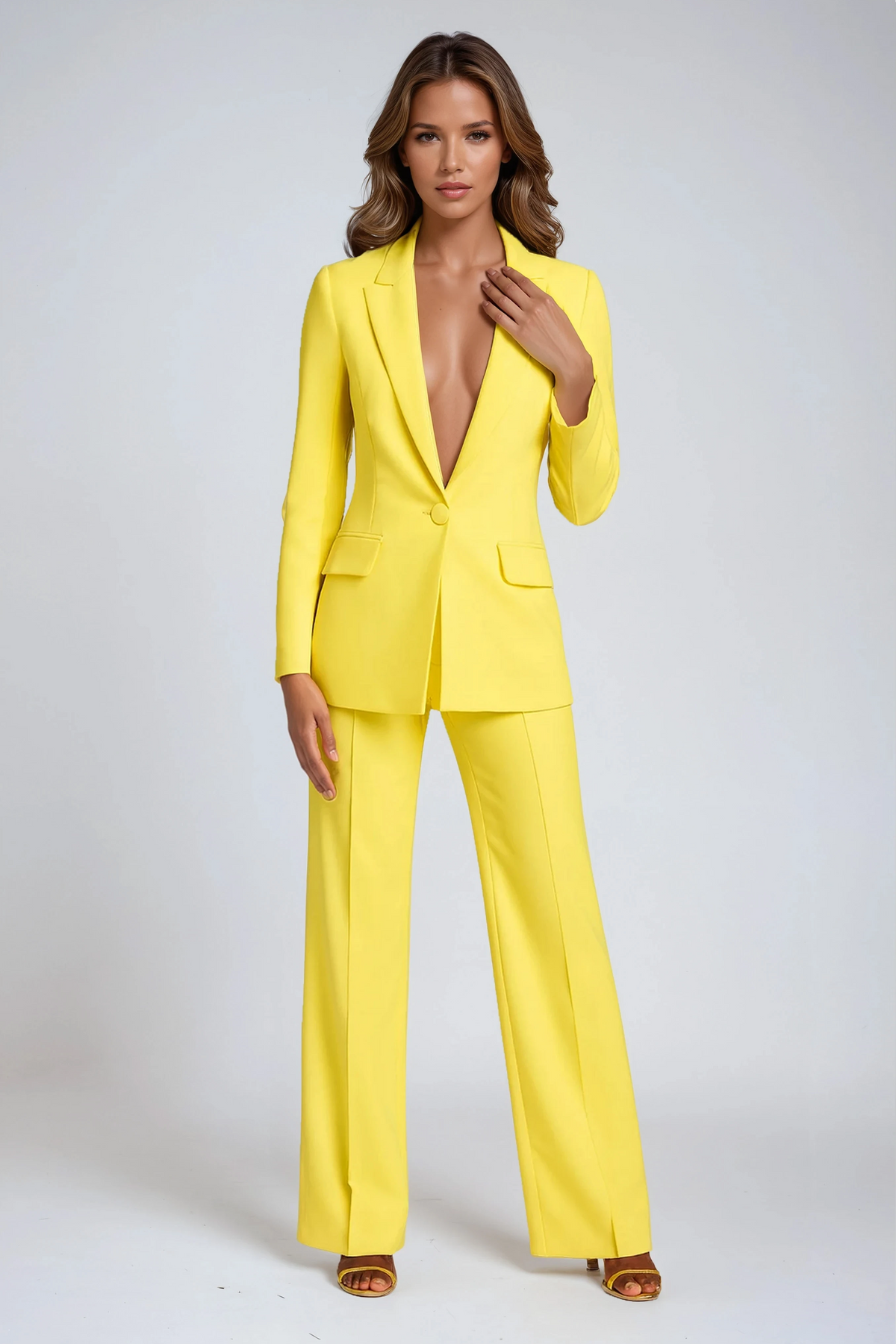 Women's tailored blazer and wide-leg trousers set