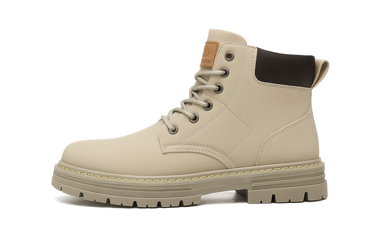 Men's lace-up ankle boots with chunky lug soles and padded collars
