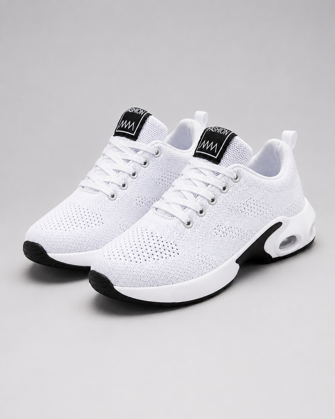 Women's textured lace-up trainers with chunky contrast soles