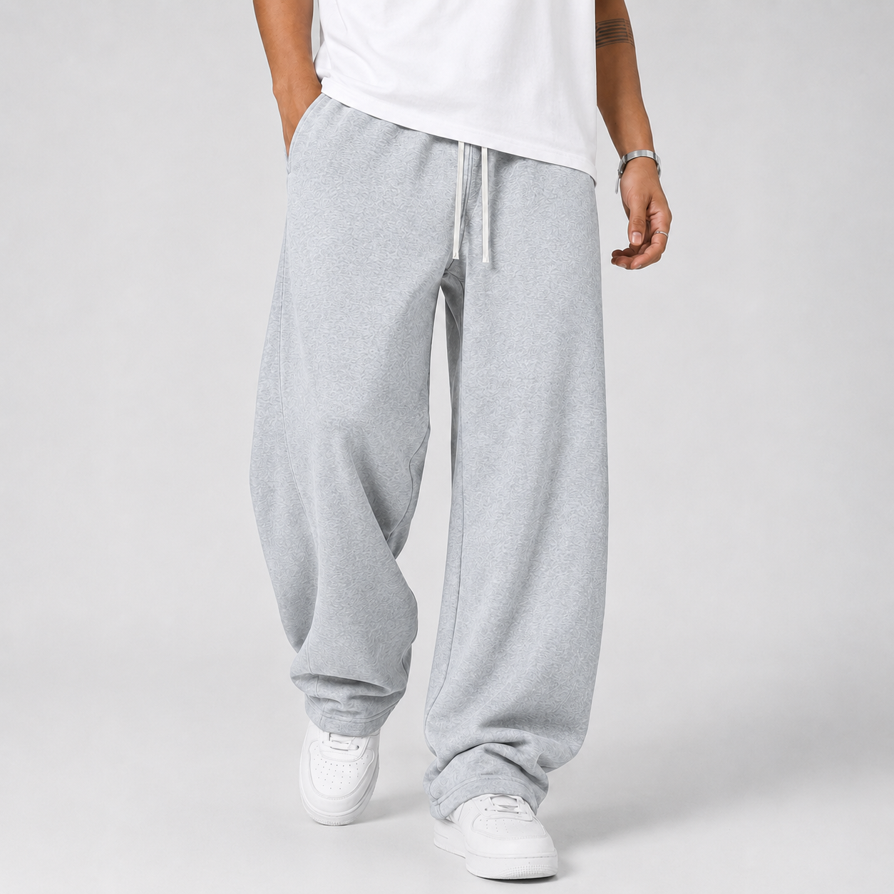 Men's Joggers Wide Leg Drawstring Waist - Grey