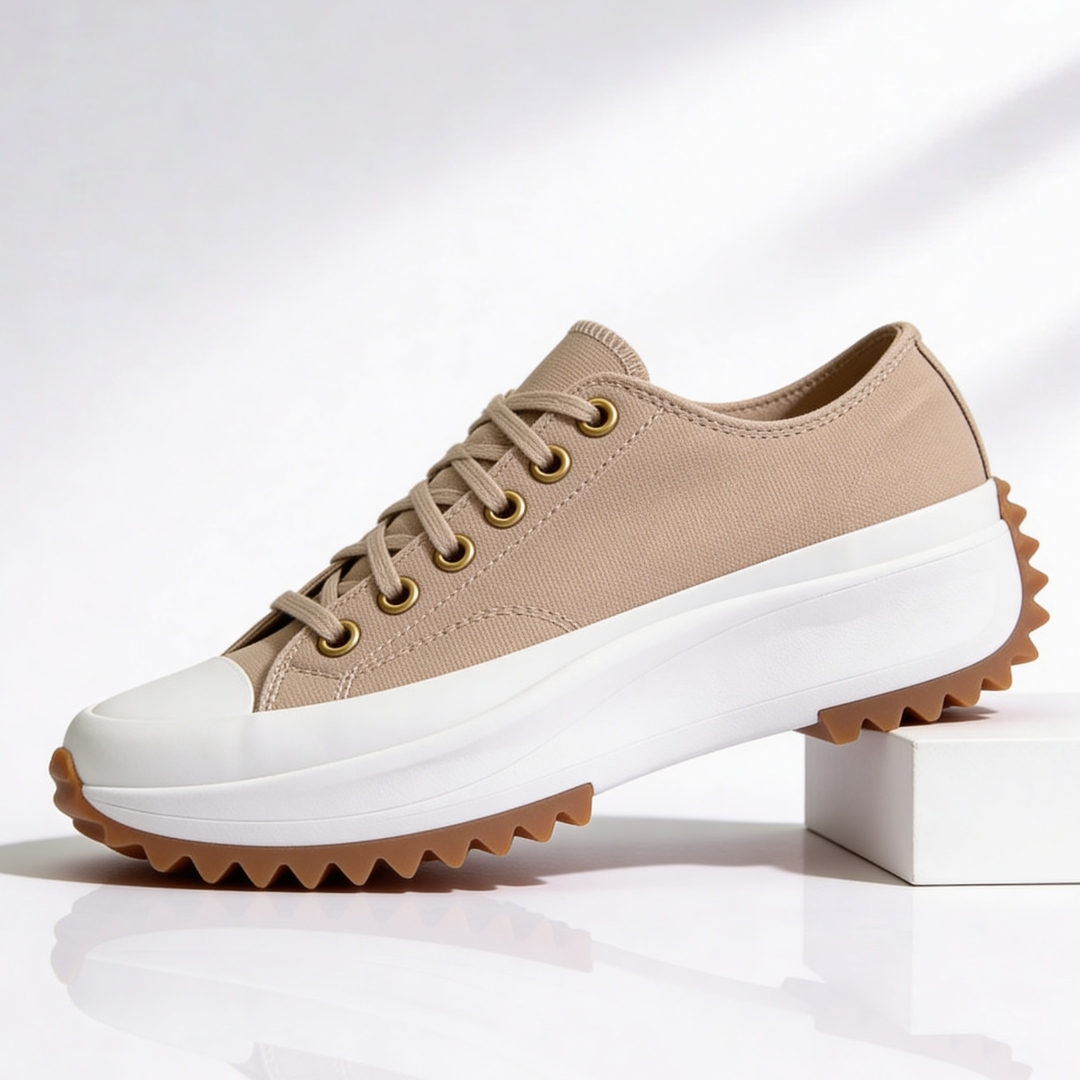 Women's platform trainers with lace-up front and chunky ridged sole