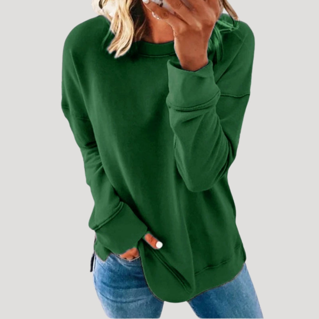 Women's oversized plain crew neck sweatshirt with long sleeves