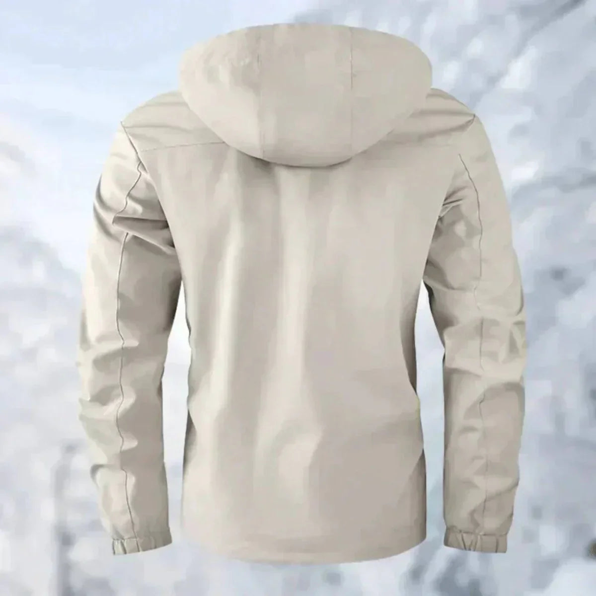 Men's hooded utility jacket with long sleeves, zip front and multiple flap pockets