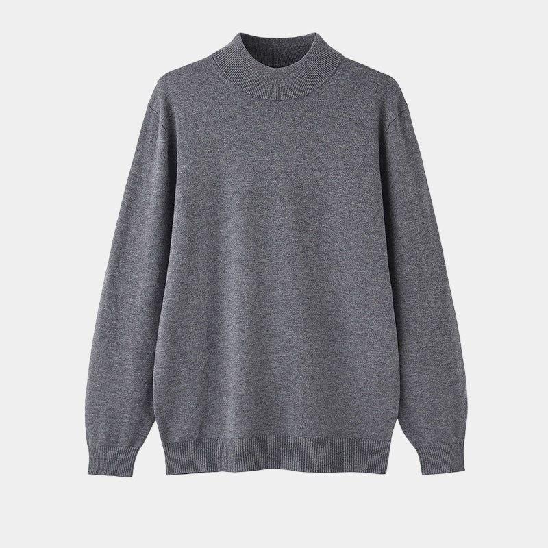 Men's long-sleeve mock neck ribbed knit sweater