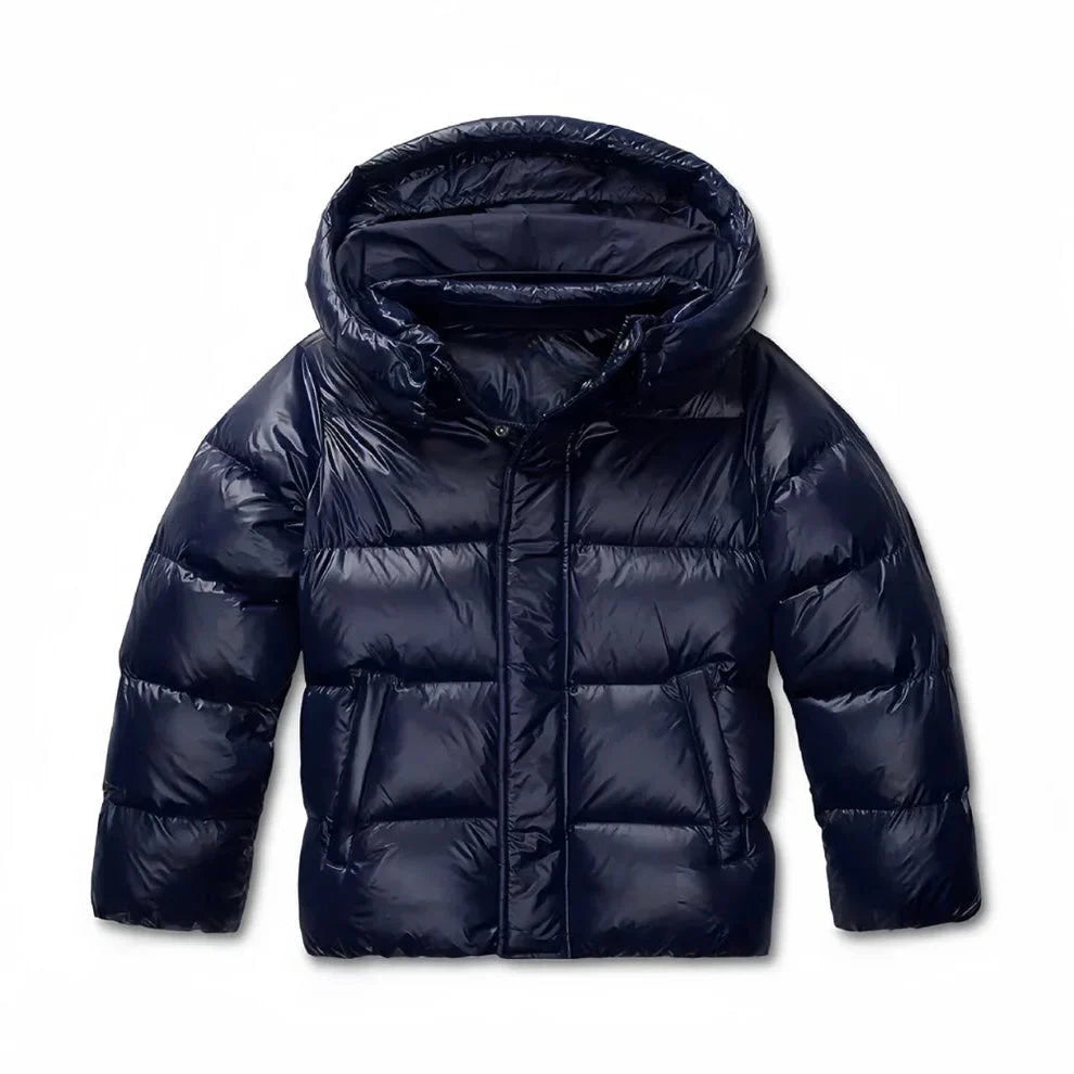Women's Puffer Jacket Hooded Quilted Cropped - Black