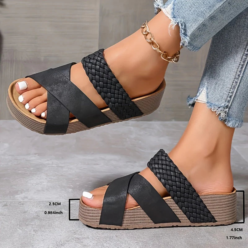Women’s Wedge Slide Sandals | Woven Strap
