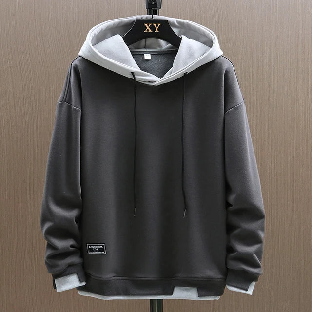 Men's two-tone hoodie with contrasting hood, cuffs and drawcords