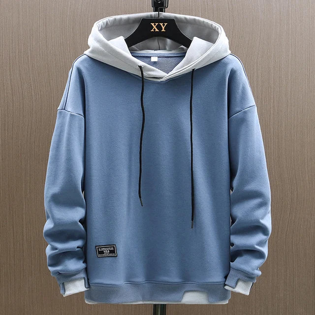 Men's two-tone hoodie with contrasting hood, cuffs and drawcords