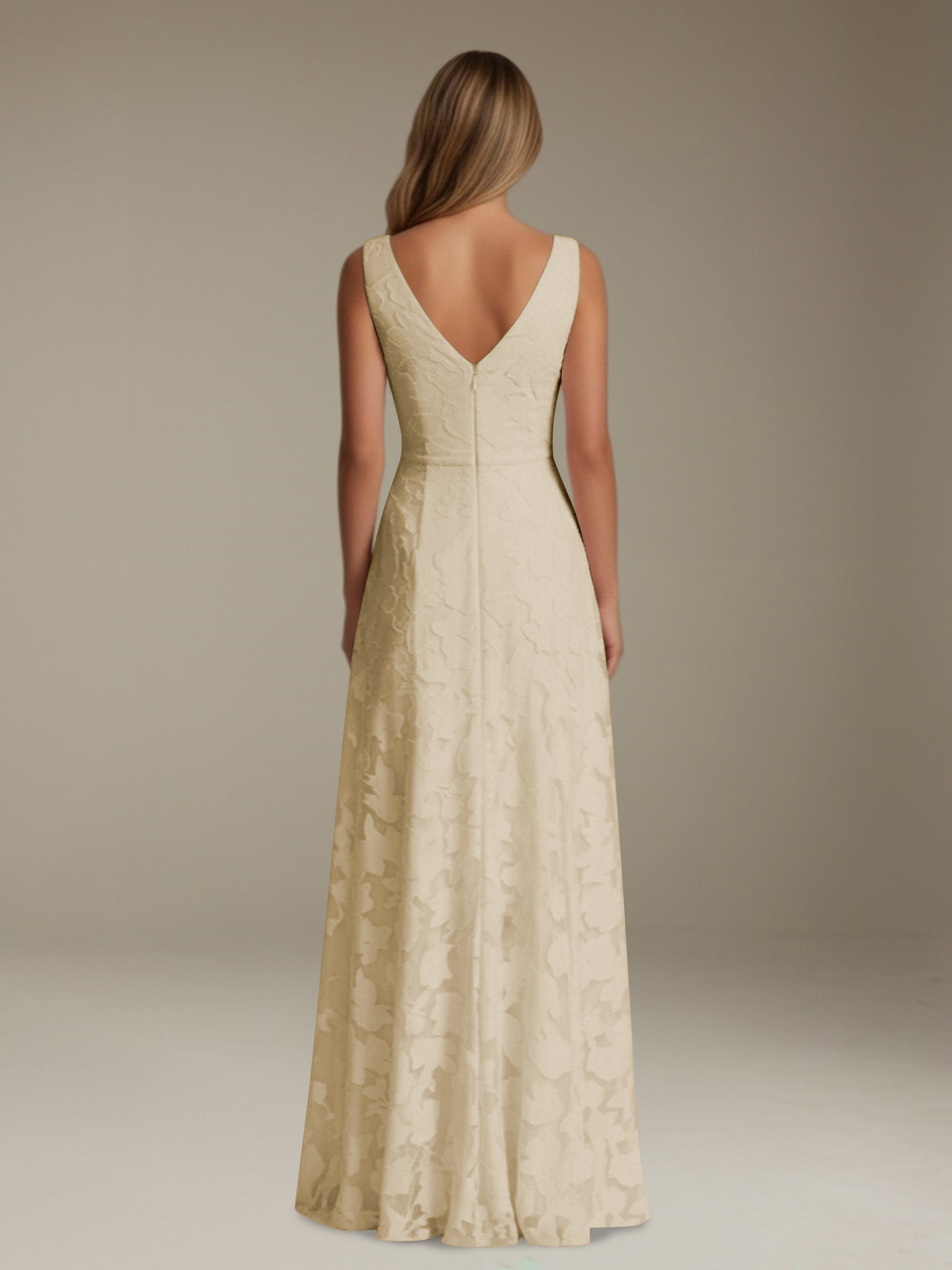 Women’s Floral Lace A-Line Maxi Dress | Sleeveless V-Neck Evening Gown