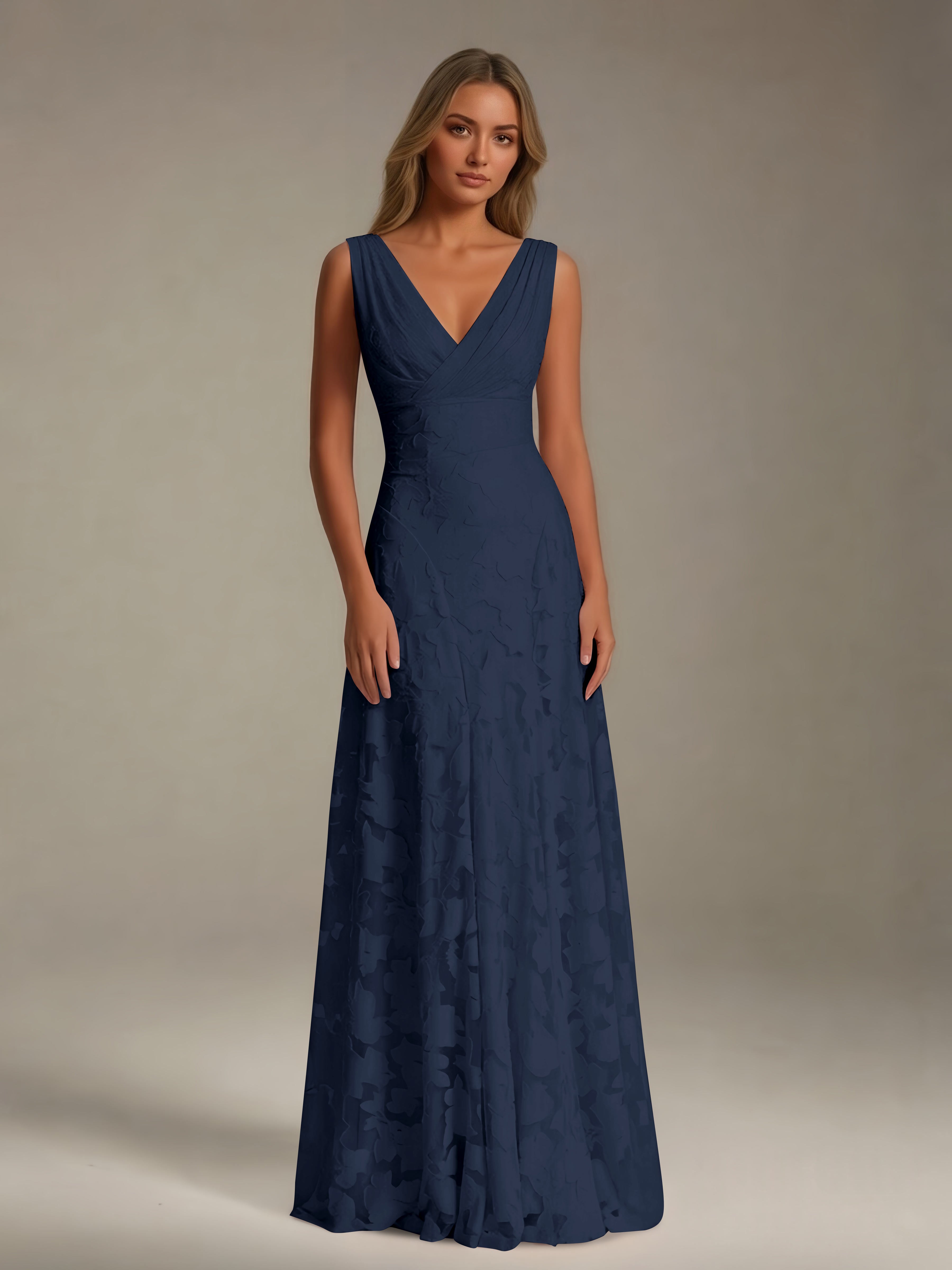 Women’s Floral Lace A-Line Maxi Dress | Sleeveless V-Neck Evening Gown