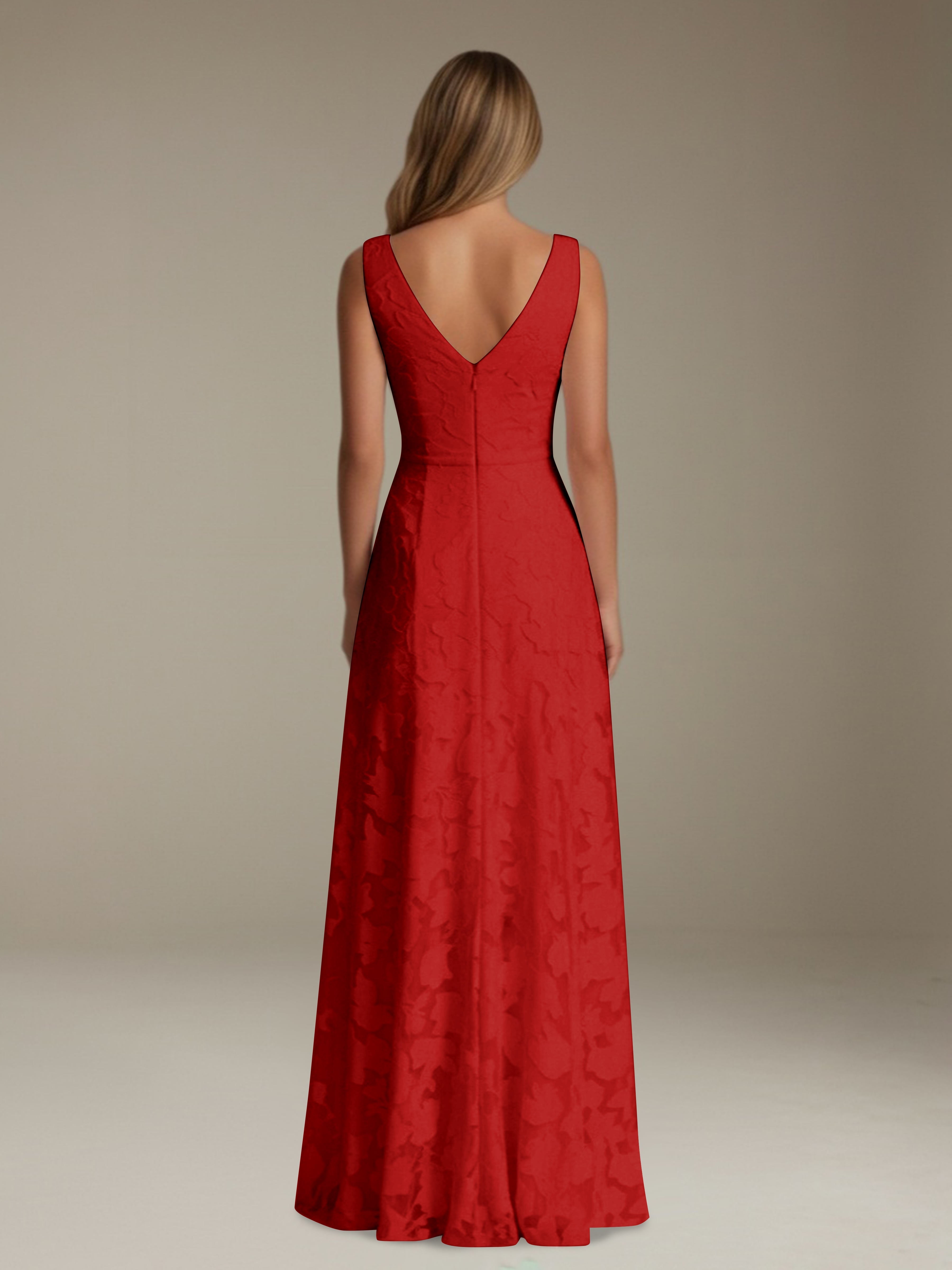 Women’s Floral Lace A-Line Maxi Dress | Sleeveless V-Neck Evening Gown