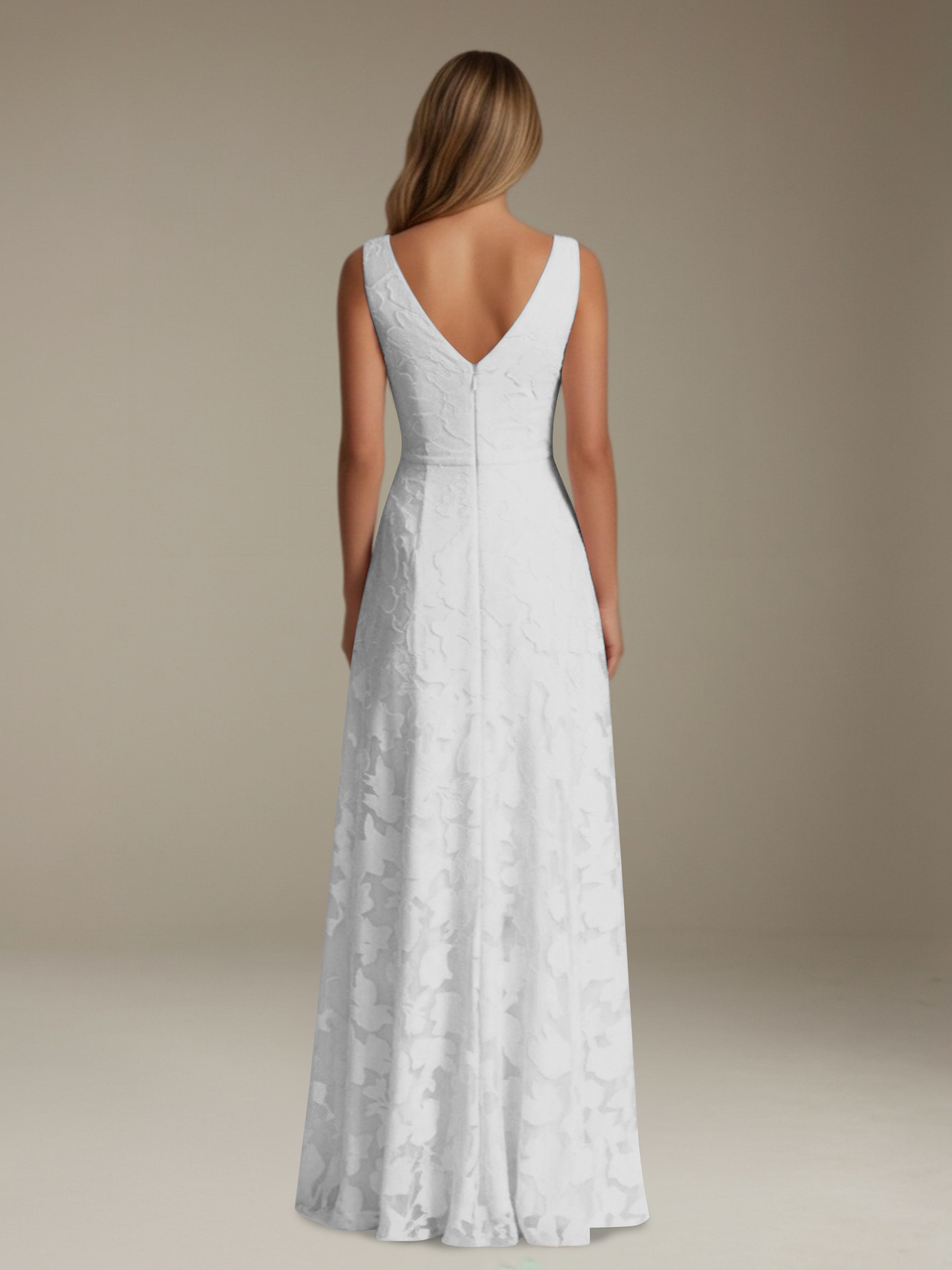 Women’s Floral Lace A-Line Maxi Dress | Sleeveless V-Neck Evening Gown