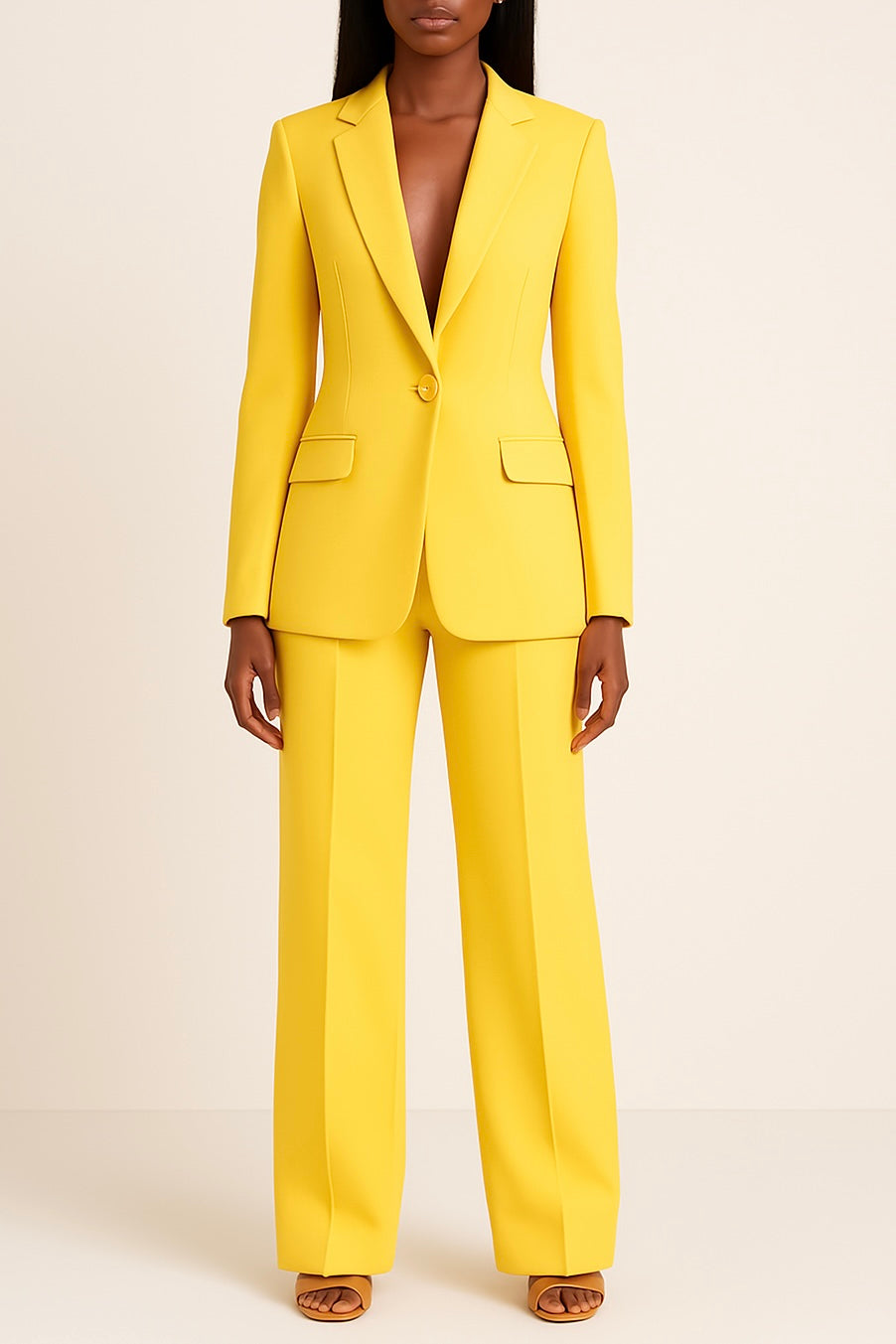 Women's tailored blazer and full-length wide-leg trousers set