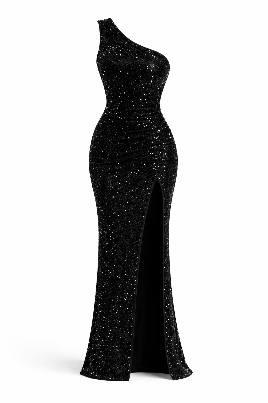 Women’s One-Shoulder Glitter Maxi Dress